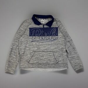 PINK Victoria's Secret Quarter Zip Pullover Medium Blue Gray Lounge Y2K